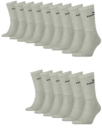 PUMA Sportsocken Tennissocken Crew Tennis Socken Unisex für Damen und Herren 15 Paar, Farbe:400 - grey, Socken & Strümpfe:39-42
