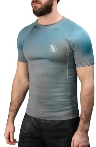 Hayabusa Fusion Short Sleeve Rashguard - Grijs / Aquablauw