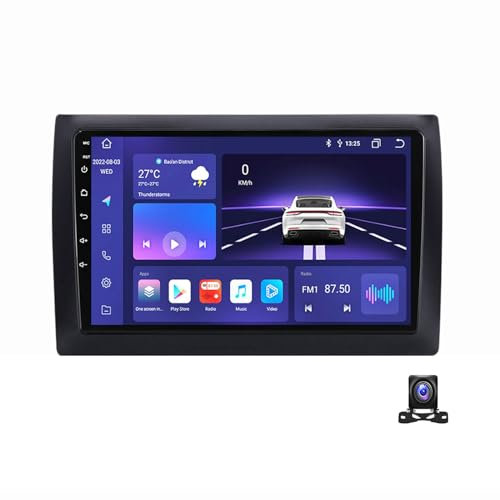EsaSam Android 12 Autoradio Mit 9 Zoll Bildschirm Für FIAT Stilo 2010 Autoradio Bluetooth 2 Din Mit Navi Multimedia MP5 Player Mit 720P Rückfahrkamera/RDS/DSP/Carplay,8 core m200s 2g+32g