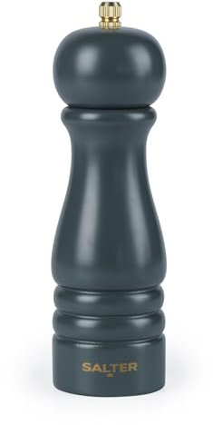 Salter Olea Moulin à Poivre Manuel, Moulin Sel et Poivre en Bois, Broyeur Céramique Réglable Fin/Grossier, Design Premium pour Grains de Poivre Entiers, Vert