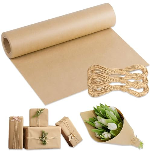 Kraftpapier Packpapier 30cm X 30m- Braune Packpapier Rolle, Kraftpapier Rolle für Verpackung, Natürliches Kraftpapier, Verpackungspapier für Geschenkverpackungen, Blumensträuße, Bastelarbeiten