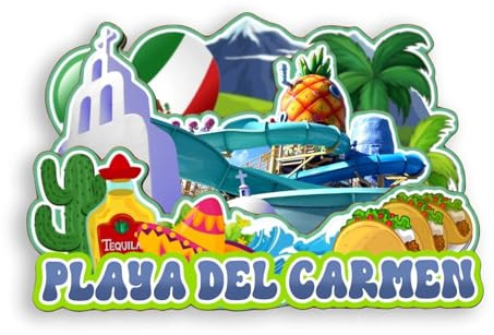 Quwsne Kühlschrank Magnet Playa Del Carmen Mexiko Kühlschrank Magnet Stadt Reise Souvenirs Touristische Geschenke 3D Klassische Denkmäler Handgemachte Handwerk Dekoration -1824
