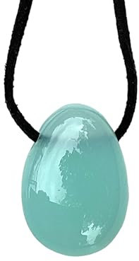 Steinfixx Seltener und wunderschöner Chrysopras hellblau-türkis Anhänger in Tropfenform an Wildlederband I Peru
