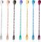 Cuillère à mélanger à manche long de 26 cm avec motif en spirale pour bar, cuillère à mélanger à cocktail en acier inoxydable, café, shaker à cocktail de bar 7 couleurs (7 pièces)