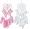 JSTHHTT 2 Stück Herz Traumfänger, Traumfänger mit Perlen und Echten Federn, Handgefertigt Dreamcatcher, Dream Traumfänger Kinder, für Vintage Hochzeit Oder zur Heimdekoration (Weiß und Rosa)