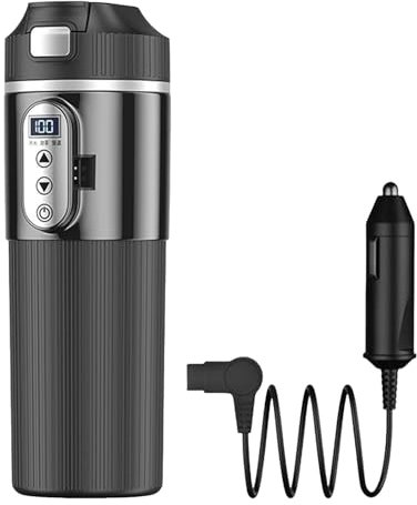 Electric Coffee Cup for Car, Multifunctional 12V/24V Heated Mug for Travel, Vehicle Coffee Cup, Car Hot Water Boiler for Driving, Camping, Outdoor Activities