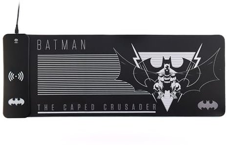 Power Idolz DC Comics Batman XL RGB Gaming Mat with 15W Wireless Charger | Customizable LED, Anti-Slip, Spill-Resistant