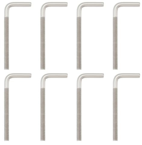VGOL Lot de 8 Vis à Crochet Droites en L de 100 Mm en Acier Inoxydable 304 Crochets à Vis M8 en L pour Ateliers Hangars Armoires à Outils Argent