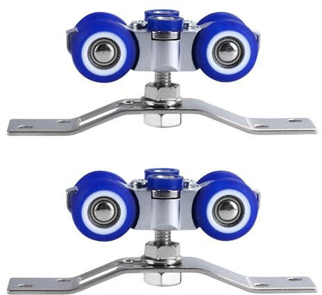 2 Piezas Ruedas para Puertas Correderas, Rotación de 360 Grados Herrajes Puertas Correderas, Azules Ruedas Puerta Corredera, para Puerta Corredera Simple, Puerta Corredera Múltiple (2)