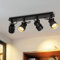 CBJKTX Deckenstrahler 4 Flammig Deckenspot Schwarz - Vintage Schwenkbar Deckenlampe GU10 350° Strahler Industrial Deckenleuchte Spots Küchenlampe für Wohnzimmer Küche Flur (Ohne Leuchtmittel)