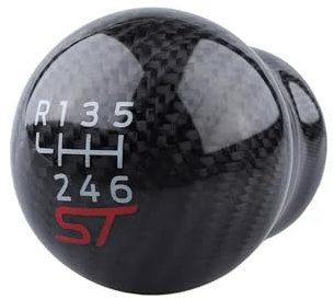 AYKNINGD Schaltknauf, Auto Manuelle Übertragung 6 Speed Racing Carbon Fiber Schaltknauf, Schwarz, Kunststoff, Metall, Ergonomisch, Modisch, Passend Für Ford Focus Fiesta MK7 MK8