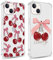Phoona 2 packs Phone Case for iPhone 15 Plus 6,7'', Cherry Bow Print with Airbag Corners Aesthetic Design Transparent Cover, Hybrid Design Hard PC Back Shockproof Protective Bumper Funda