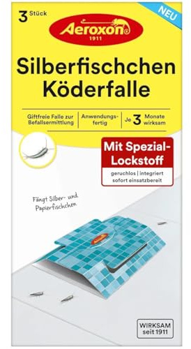 Aeroxon Silberfischchen Köderfalle mit Spezial-Lockstoff, 3 Stück, 3 Monate wirksam