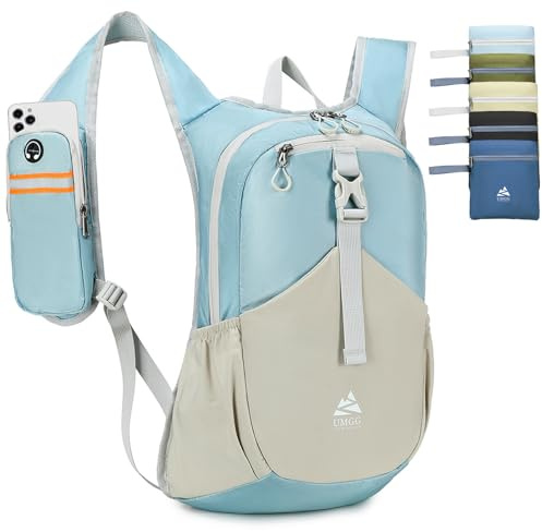 UtiaMiaoGonGo 15L Wanderrucksack Kleiner Damen Herren Leichter Faltbarer Daypack Tagesrucksack Trekkingrucksack für Camping Outdoor Reisen, Blau