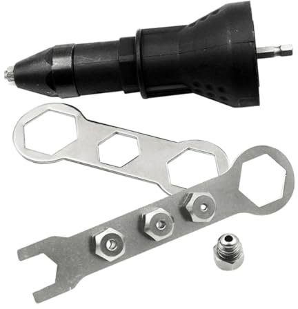 Tofficu Adaptador de Remache de Perforación Negro Taladro Eléctrico Herramienta de Remache Inalámbrica Inserción de Tuercas Compacto y Silencioso