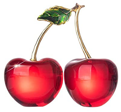KBOLAE Kristallfrucht-Skulptur, Kunst, Bücherregal, Dekoration, Ornament, Kunstwerk, rote Kirsche