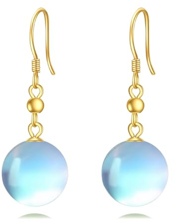 Jade-Ohrringe 18 Karat vergoldetes Sterling Silber Tropfen Ohrringe Schmuck Geschenk für Frauen (Mondstein)