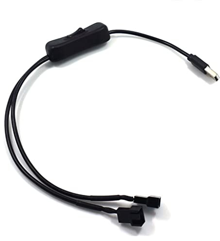 PWM 5V USB To 3/4-Pin PC Fan Power Adapter Connector Cable 22AWG With ON/Off Switch 1 To 2 Ways 40cm On/Off Switch