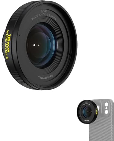 Freewell Weitwinkelobjektiv 16 mm für iPhone & Samsung, | 105° Sichtfeld, Nahfokus 0,5 m, für Landschafts- und Architekturaufnahmen