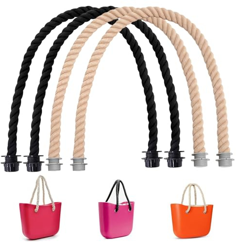 XSHAO® 4 Stück Taschengriffe für O Bag Henkel, 75 cm Henkel für Taschen Obag Tasche Zubehör für Taschen Handtaschen, Umhängetaschen (Schwarz/Beige)