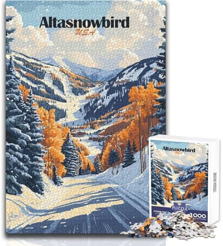 1000-teiliges Puzzle mit Poster des Skigebiets Atlassnowbird–Lernspielzeug, Wichtel oder andere lehrreiche Aktivitäten Größe 38x52cm