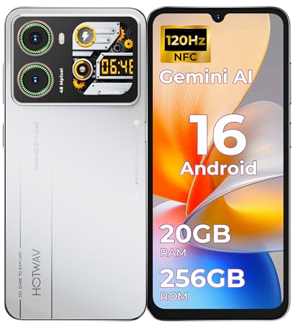 HOTWAV X100GT - Android 16 Telefono Movil con Pantalla Trasera de 20GB+256GB 1TB, Cámara 48 MP+16 MP, 6.88 HD+ 120Hz, 2.02 Rear Pantalla Telefono Movil, Carga rápida/AI/4G Dual SIM/Face ID/NFC