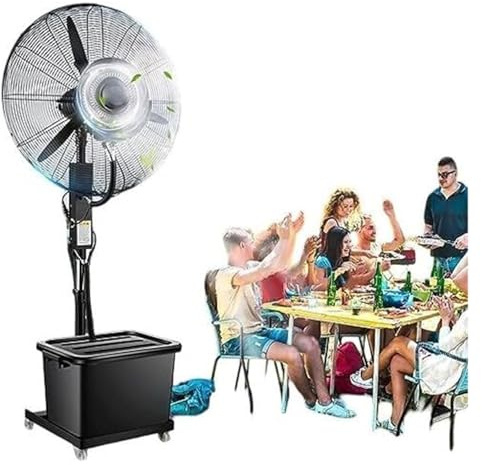 EBzvblxm Ventilateur brumisateur, Ventilateur de brumisation industriel portable 28-32 pouces, 3 vitesses, réservoir d'oscillation 120, 1 clé secouante