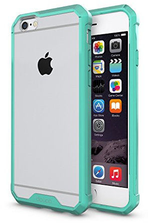 doupi PerfectFit AirClear Hülle für iPhone 6 / 6S (4,7 Zoll), Crystal Clear Rückschale und Schutz Bumper Rahmen Case Cover, türkis