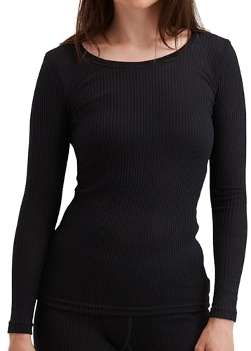 Dilling Damen Langarmshirt Bio-Merinowolle Rippstruktur Baselayer Unterwäsche temperaturregulierend atmungsaktiv