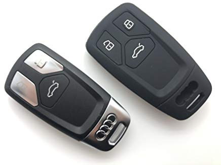 Silikon-Schutzhülle mit 3 Tasten, kompatibel mit Audi A3 A4 A5 A6 A7 Q2 Q3 Q5 RS4 RS5 RS6 SQ7 Q7 A8 TT SLINE (schwarz)