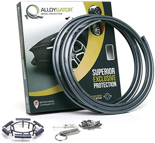 AlloyGator Felgenschutz Grau – Schützt vor Bordsteinschäden & Kratzern | Passend für Felgen bis 24 | Für alle Fahrzeugtypen | Ohne Klebstoff | 15 Farboptionen