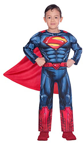 Amscan 6609072 Child Boys Official Warner Bros DC Comics Licensed Superman Classic Fancy Dress Muscle Costume (8-10 years)