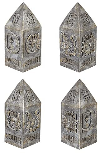 Evergreen Garden Compass Statue - 9 x 9 x 9 Inches, Green, Polystone, Navigational Astronomy, Outdoor Statue
