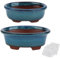 Vaso per piante grasse per bonsai piccolo vaso smaltato, confezione vantaggiosa con 2 pezzi + 4 setacci morbidi per drenaggio a rete