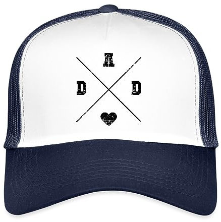 Spreadshirt Dad Herz Grafik Vintage Look Trucker Cap, One Size, Weiß/Navy