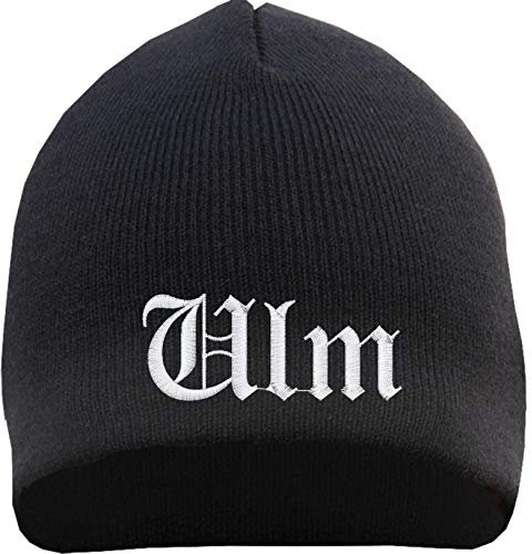 sostex ULM Beanie Mütze - Altdeutsch - Bestickt - Strickmütze Wintermütze Einheitsgröße Schwarz