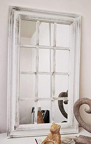 CAPRISTAR 43X73cm White Rectangle Window Shape Designer Wall Mirror Indoor/Outdoor Beautiful Decoration Art Piece Gift (White)