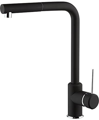 Paini Rubinetto Cucina AM10023NR - Monocomando, Monoforo con doccetta estraibile - Nero Opaco