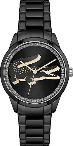 Lacoste Analog Quarzuhr für Damen mit Schwarzes Edelstahlarmband - 2001192