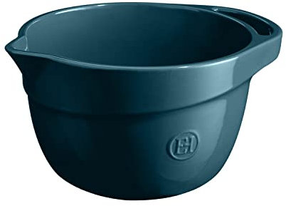 Emile Henry Schüssel für Salatschüssel mit Ausgießer und Griff 3,5 l – Sanftes Feuer