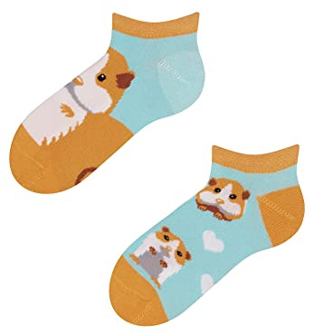 Dedoles Unisex Socks Cotton Funny Designs Football Bicycle Horses Plants Firefighter Gift Mismatched, color: Blue, design: Cavies in Love (ankle socks), size: 7-9 Years