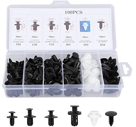 DOCAS 100 Pcs Rivet Clips Plastique, Rivet Plastique Fixation (modèle 1)
