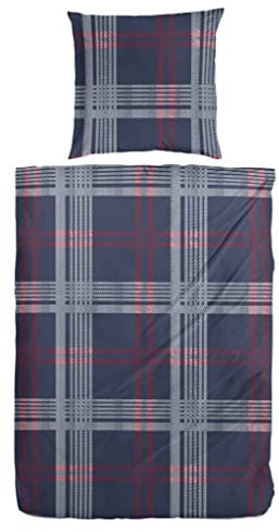 Hahn Feinbiber Bettwäsche Karo grau