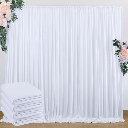 Rideaux de Toile de Fond Blanc Infroissable de 6,1 x 3 m, Rideaux de Toile de Fond en Polyester pour Photographie, fête de Mariage, décoration d'intérieur