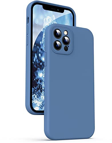 Supdeal Liquid Silicone Case for iPhone 12 Pro, [Camera Protection] [Anti Fingerprint] [Wireless Charging] 4 Layer Phone Case Protective Cover, Built-in Microfiber Case Cover, 6.1, Blue