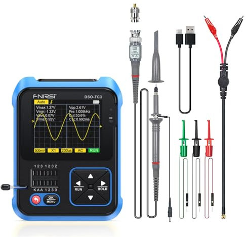 WANGCL TC3 - Tester ESR per oscilloscopio Portatile 3 in 1 Display TFT da 2,4 Mini oscilloscopio Digitale da 1500 mA - Larghezza di Banda 200 KHz e frequenza di campionamento 2,5 MS/S