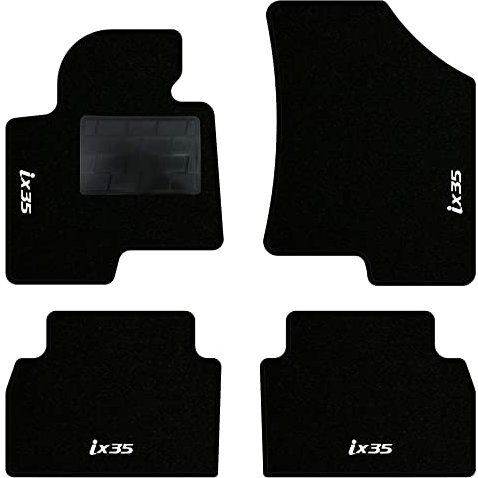 QUEMAR Auto-Fußmatten kompatibel mit Hyundai ix35 2009-2015 / Fußmatten aus Teppich und Gummi nach Maß (Set 2 vorne + 2 hinten) / personalisierte Stickereien und Farben (4 Stickereien, schwarzer Rand)