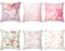 AMDXD 6Pcs Kissenbezüge 45x45cm, Rose Weiß Loungekissenset in Polyester mit Punktmuster Marmor Textur Blütenblatt Blumen Muster für Garten Bänke Cafés, Bequem Haus Dekoration