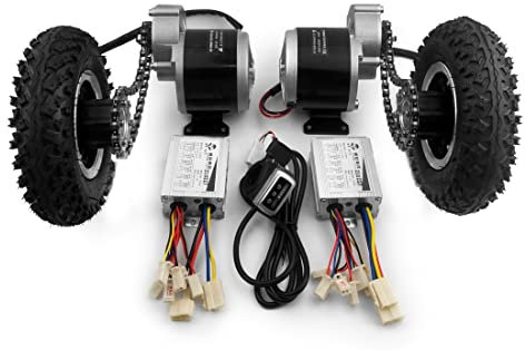 L-faster Kit de Chariot à Double chaîne de 350w pour Le Transport de Roues à air de 300kg 8 Pouces pour Le Chariot électrique DIY rabaro 600lbs (36V350W Max 6kph)