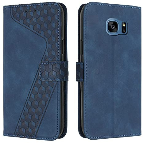 OKZone Funda para Samsung Galaxy S7 Edge, PU Cuero Flip Carcasa Fundas Móvil de Tapa Libro Caso Piel PU para Samsung S7 Edge, Carcasa Galaxy S7 Edge con Tapa Case Telefono Móvil Cover (Azul)